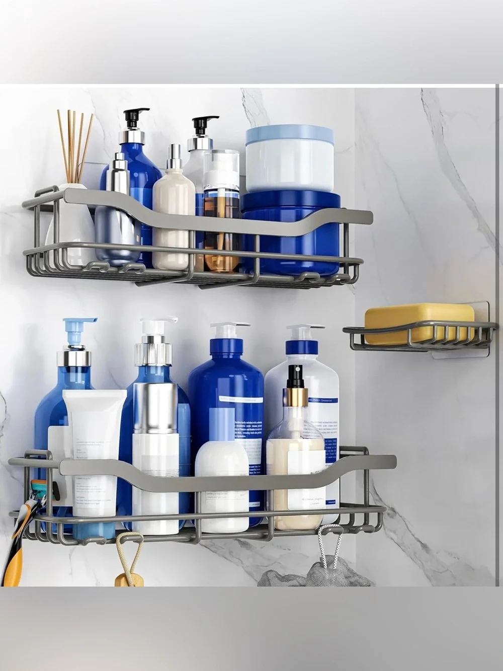 3-Pack Shower Caddy with Soap Holder